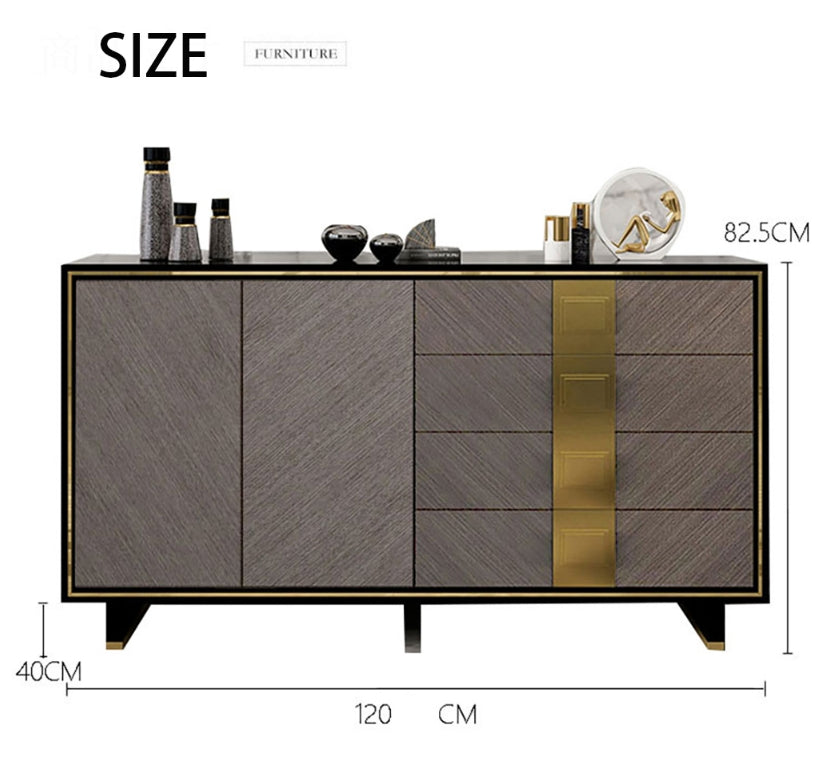 IS82 Large Sideboard, Grey & Gold