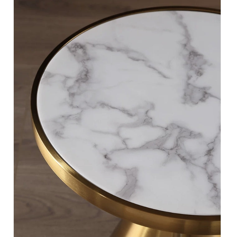 Modern Side Table with Marble Top and Metal Base-Weilai Concept-Weilai Concept