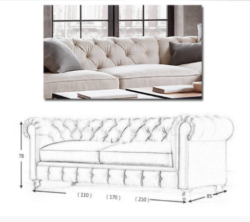 ChicComfort Two Seater Sofa, Velvet