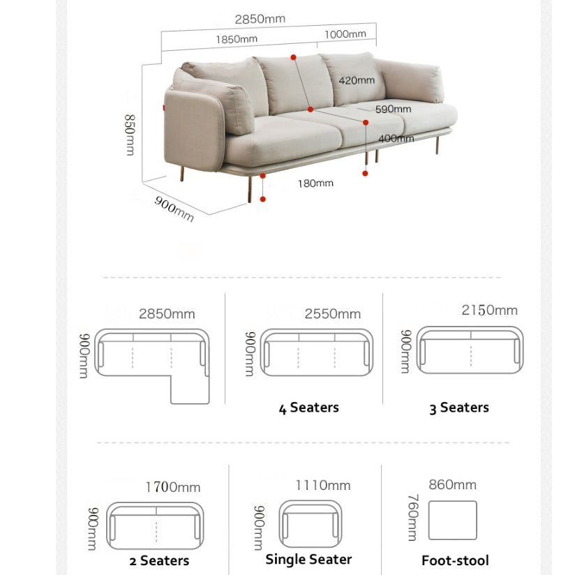 U182 Three Seater Corner Sofa, Off-White Cotton Linen