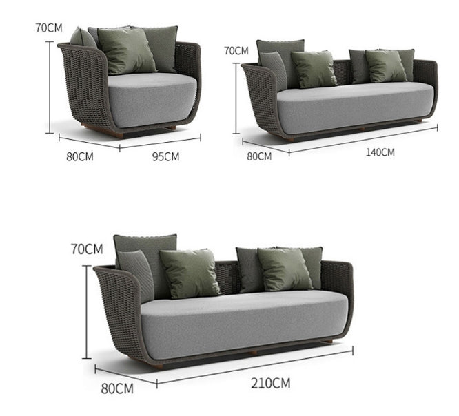 Conjunto de sofás de exterior de ratán Eusden, muebles de exterior 