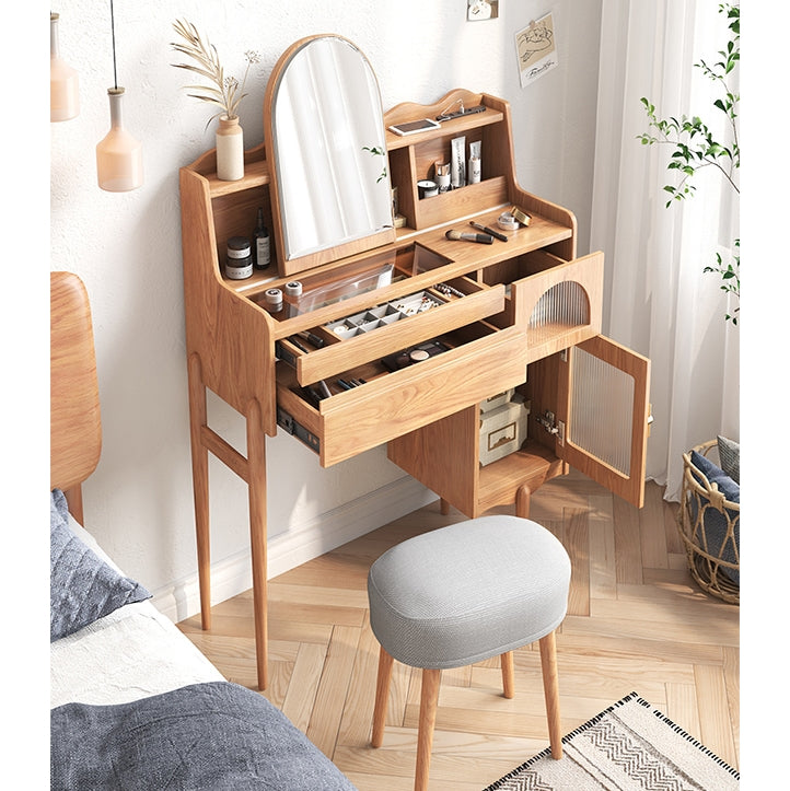 Aggie Dressing Table With Mirror, Oak