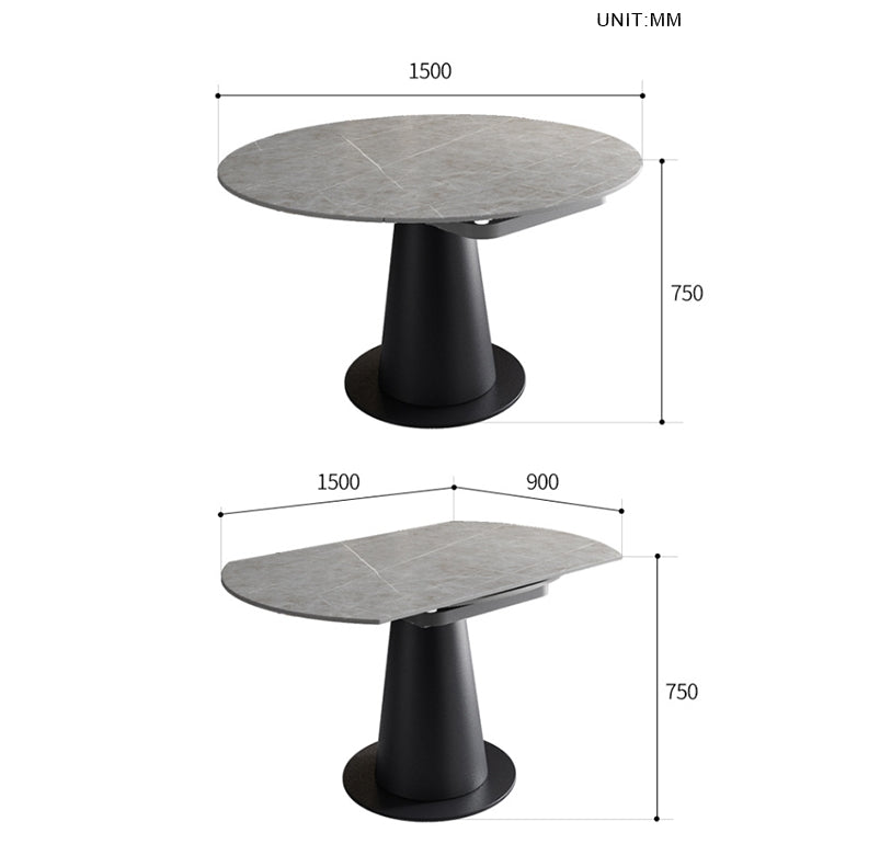 Lessie Extendable Dining Table, Sintered Stone