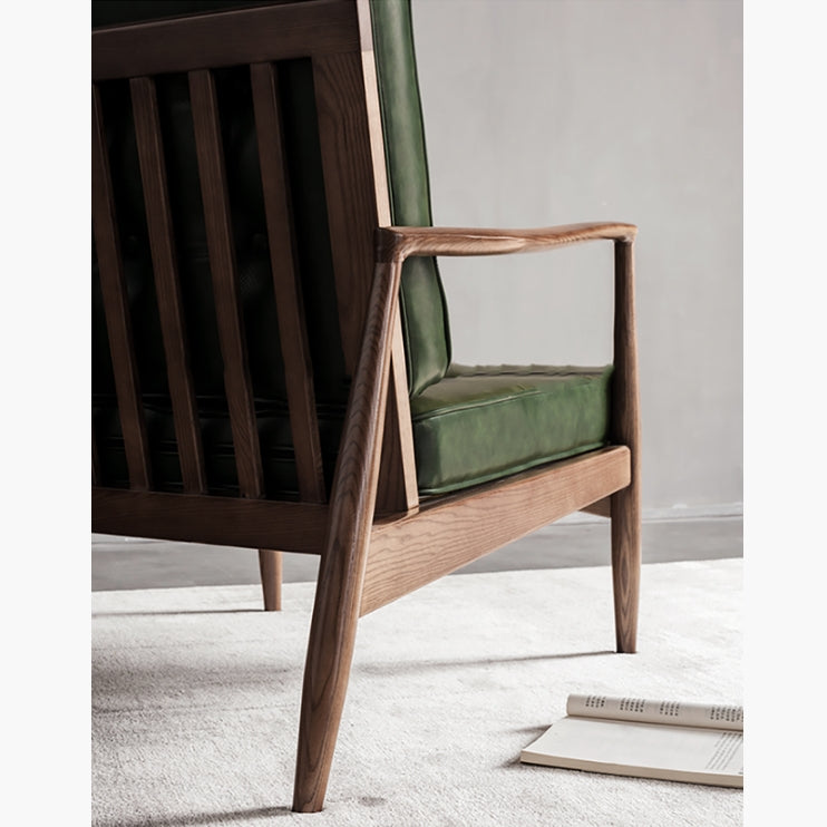 Hans CH32 Green Armchair, Solid Wood