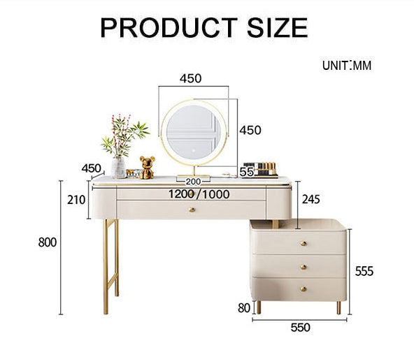 Graceway Dressing Table With LED Mirror, Cream