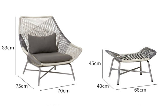 Carmean Rattan Chair and Footstool, Outdoor Furniture