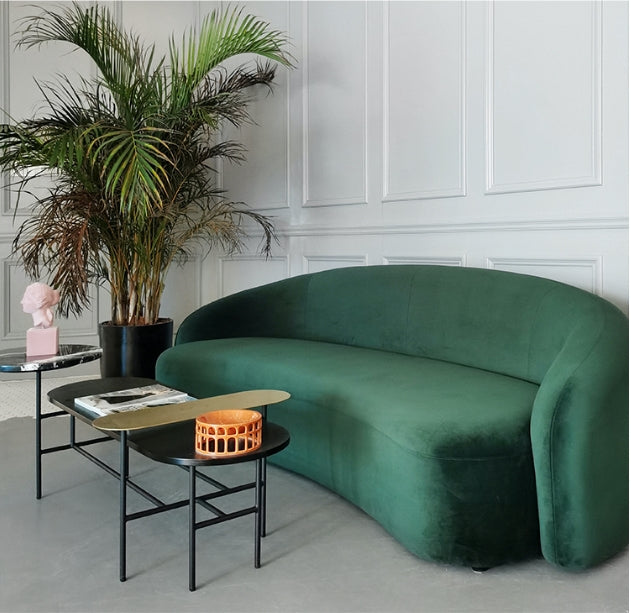 Julep Modern Curved Sofa, Velvet