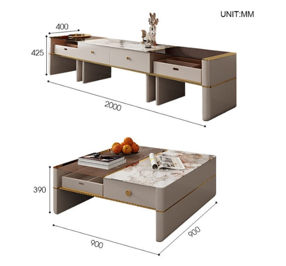 Coz Regid Square Coffee Table With TV Stand