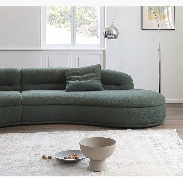 Yannik Four Seater Curve Sofa, Green