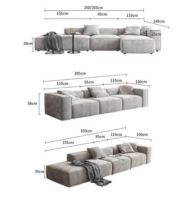 Yetta Three Seater Corner Sofa, Grey Velvet