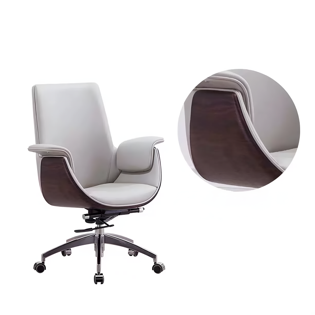 Deon E43 Home Office Chair, Medium Size-Weilai Concept-Light Grey + Walnut / Medium Back-Weilai Concept