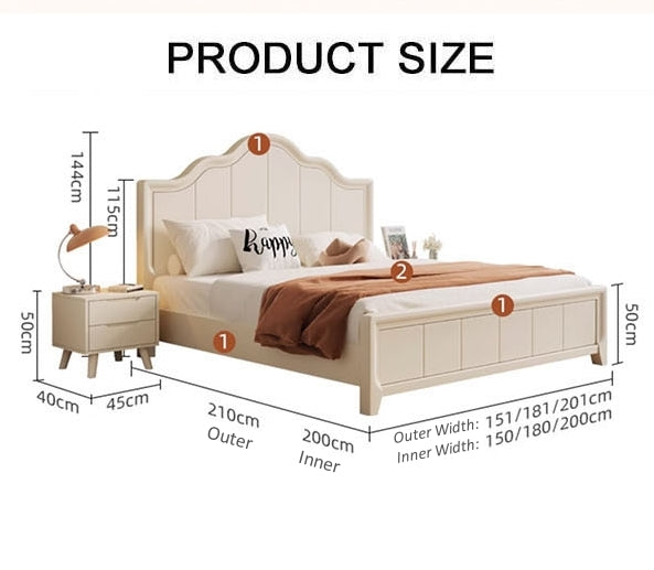 Agnes King Size / Super King Size Bed With Storage, Cream