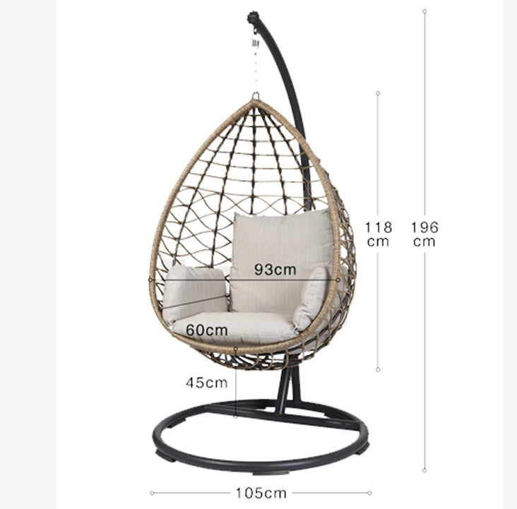 Kye Rattan Garden Hanging Egg Chair with Stand, Indoor/ Outdoor Furniture