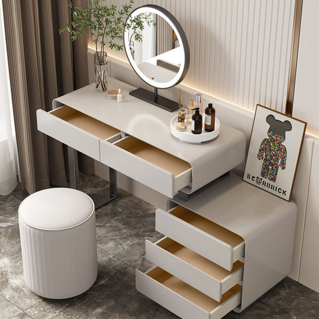 Dobson Dressing Table With LED Mirror, Cream Grey-Weilai Concept-Weilai Concept