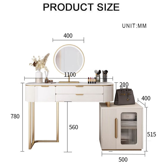 Hines Dressing Table with Mirror, Cream-Le Di Vita-Weilai Concept