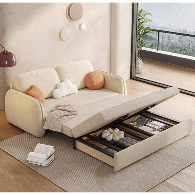 Lunana Two Seater Sofa Bed With Drawer-Weilai Concept-Weilai Concept