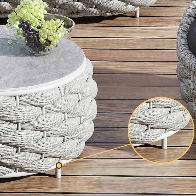 Marbella Textilene Rope Woven Outdoor Sofa Set, Grey-Weilai Concept-Weilai Concept