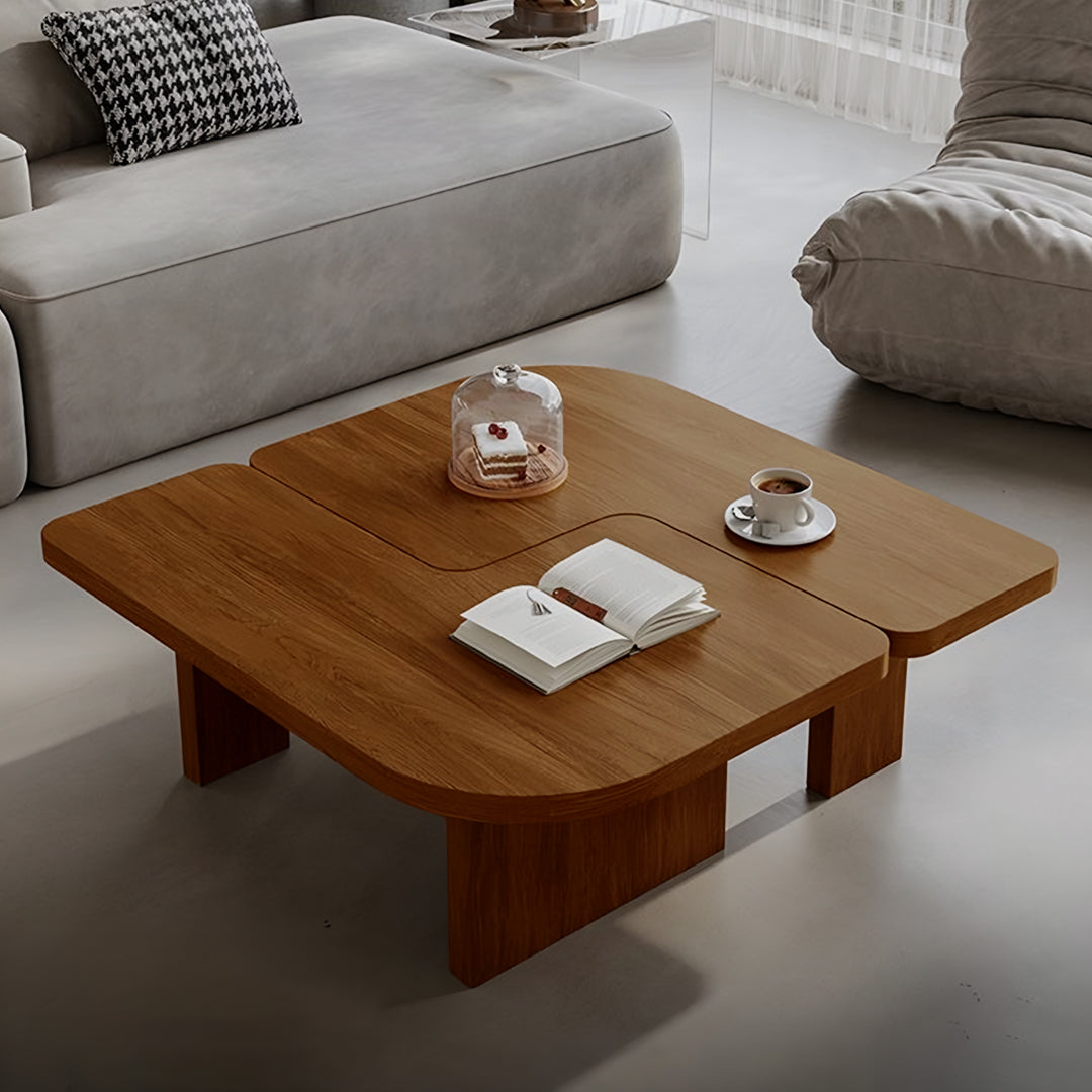 Helios Square Coffee Table Set, Black & Walnut-Weilai Concept-Weilai Concept