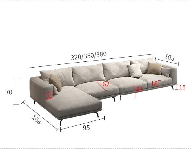 Canapé d'angle 4 places NR23, cuir 