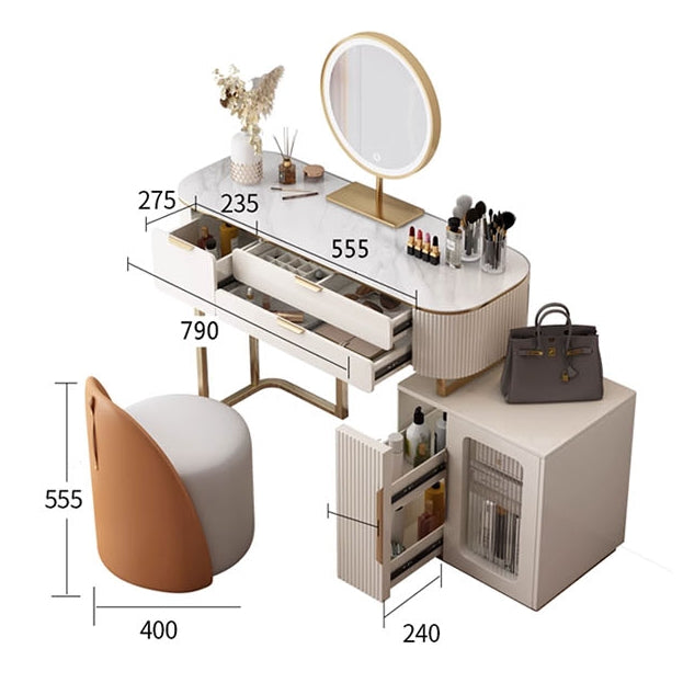 Hines Dressing Table with Mirror, Cream-Le Di Vita-Weilai Concept