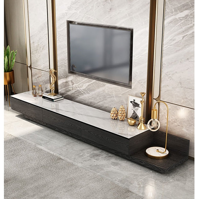 Gibs Extendable TV Stand, Sintered Stone And Black Wood-Weilai Concept-Weilai Concept