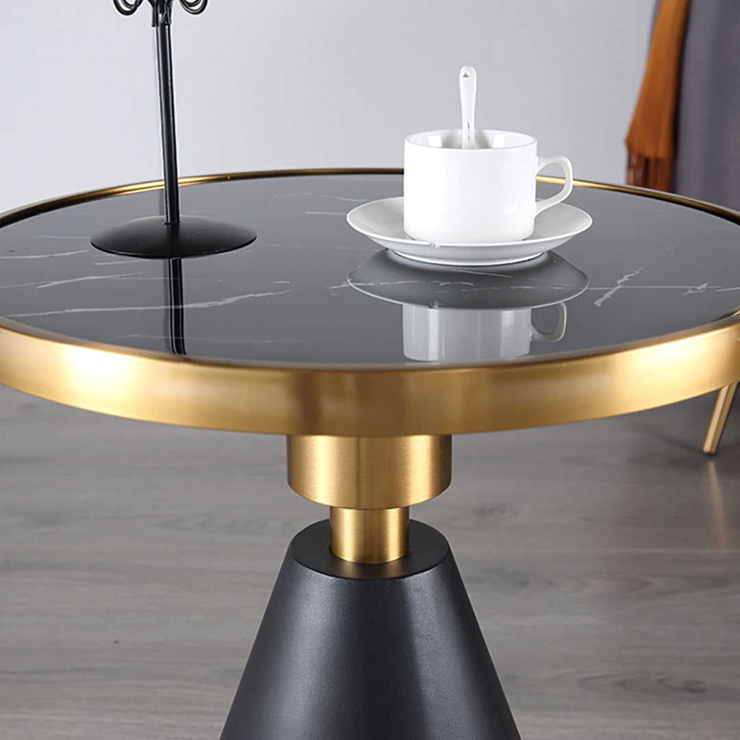 Modern Side Table with Marble Top and Metal Base-Weilai Concept-Weilai Concept