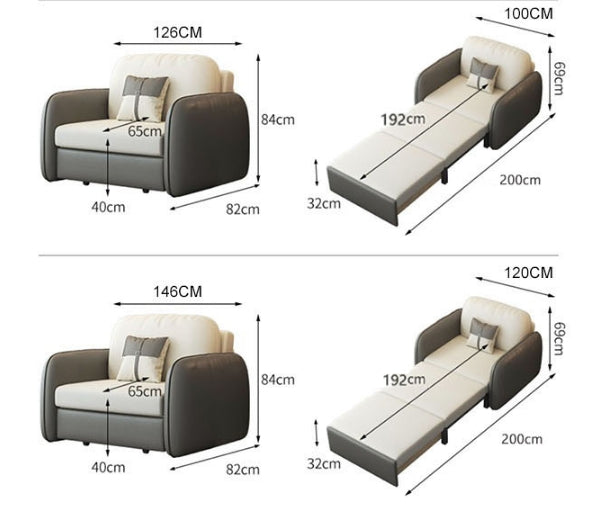 Caio Single Sofa Bed, Leathaire