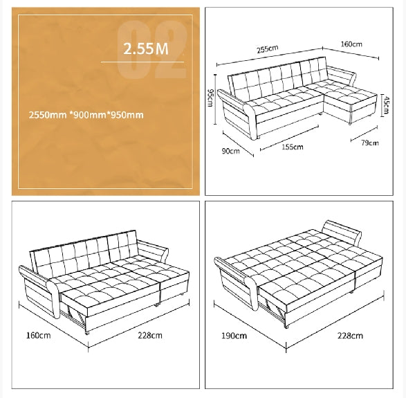 SB162 Three Seater Sofa Bed