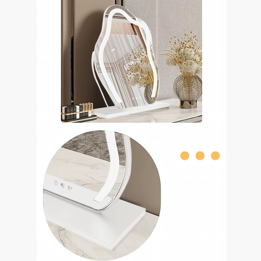 Dobson Dressing Table With LED Mirror, Cream Grey-Weilai Concept-Weilai Concept