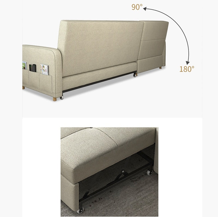 ML203 Three Seater Sofa Bed, L Shape Sofa Bed With Storage, Linen-Weilai Concept-Weilai Concept