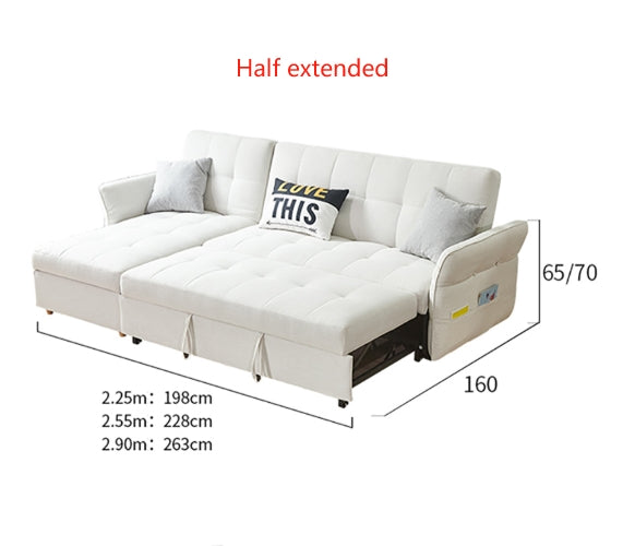 SB162 Three Seater Corner Sofa Bed, White-Weilai Concept-Weilai Concept