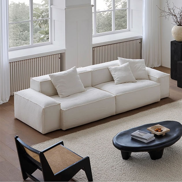 Zaavan Three Seater Sofa, Modular Sofa, White Linen