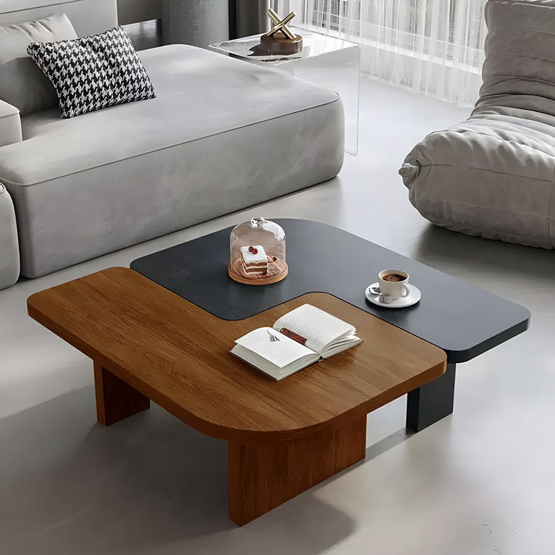 Helios Square Coffee Table Set, Black & Walnut-Weilai Concept-Weilai Concept