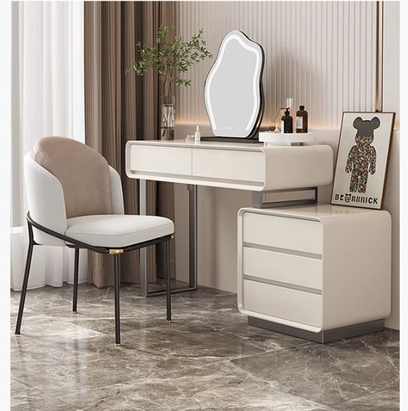 Dobson Dressing Table With LED Mirror, Cream Grey