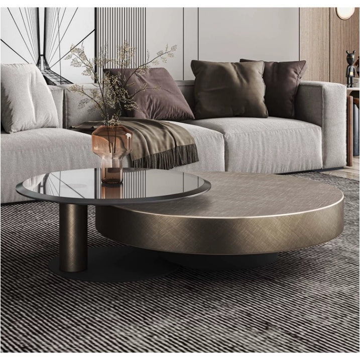 Gold Nesting Coffee Table, Gold 100cm/65cm For Display With Dents On Top-Weilai Concept-Weilai Concept