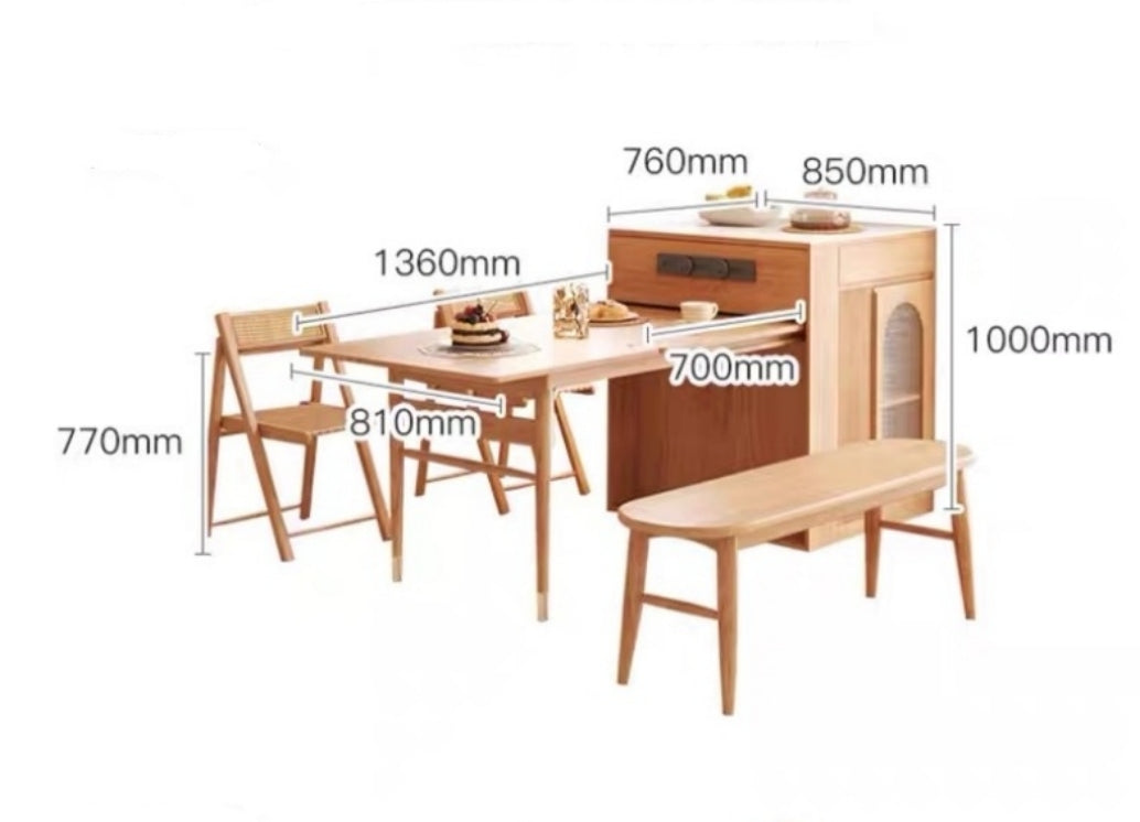Kacey Extendable Dining Table Set, Storage, Solid Wood