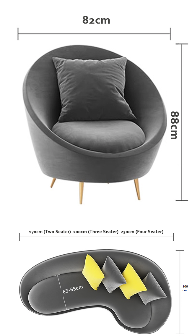 Slender Modern Armchair, Velvet For Clearance