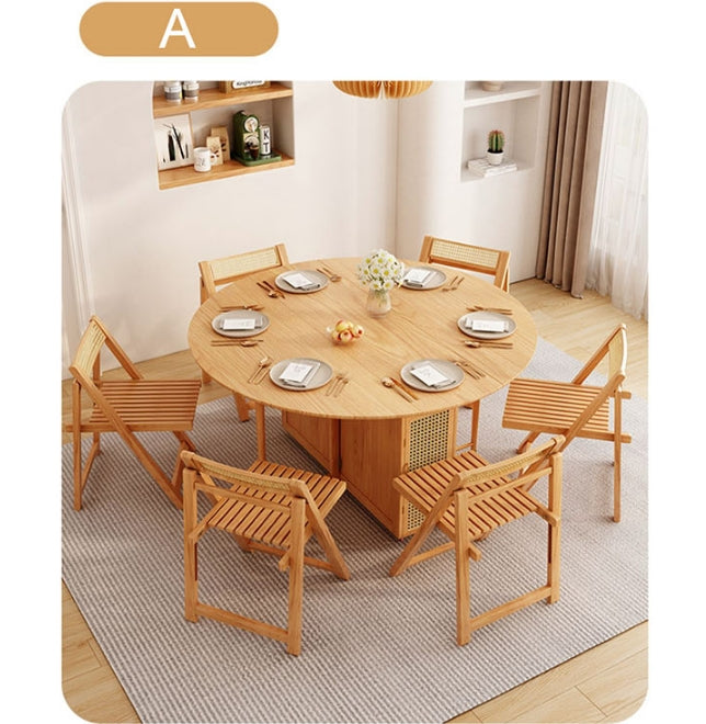 Ainsley Folding Extendable Dining Table, Wood-Weilai Concept-Light Oak Style A-NO Chair-Weilai Concept