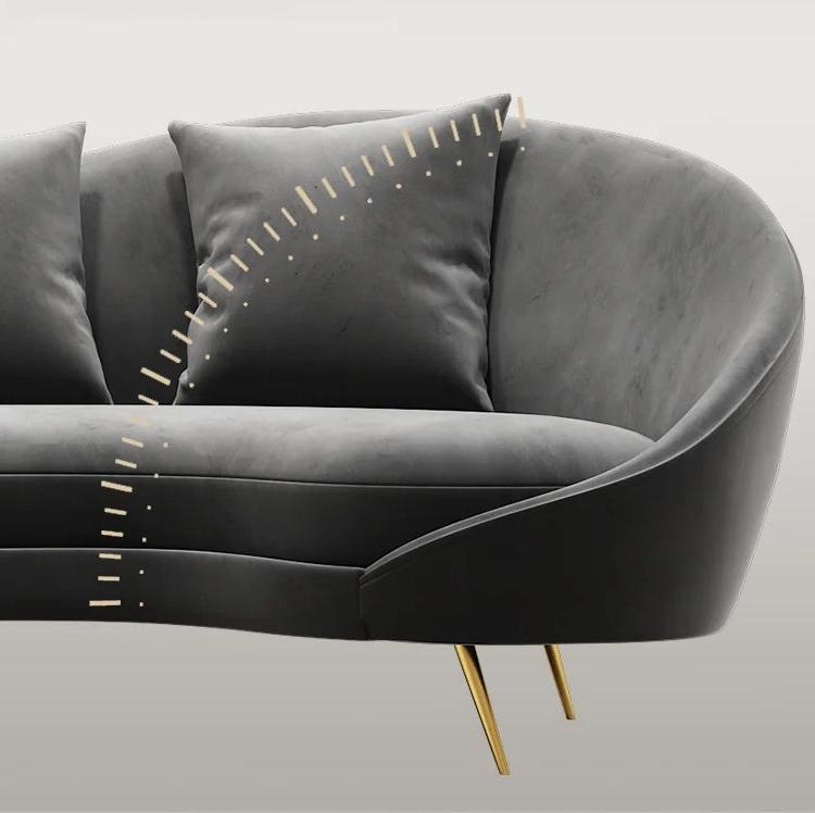 Slender Modern Curved Two Seater, Three Seater, Four Seater Sofa, Armchair, Velvet-Weilai-Weilai Concept