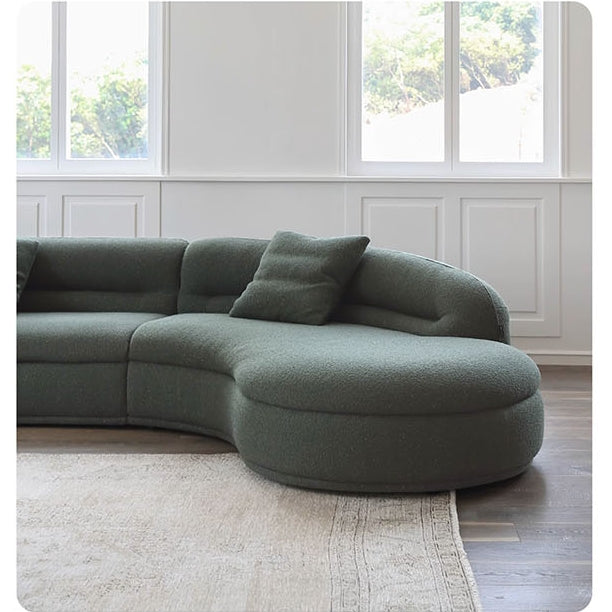 Yannik Four Seater Curve Sofa, Green