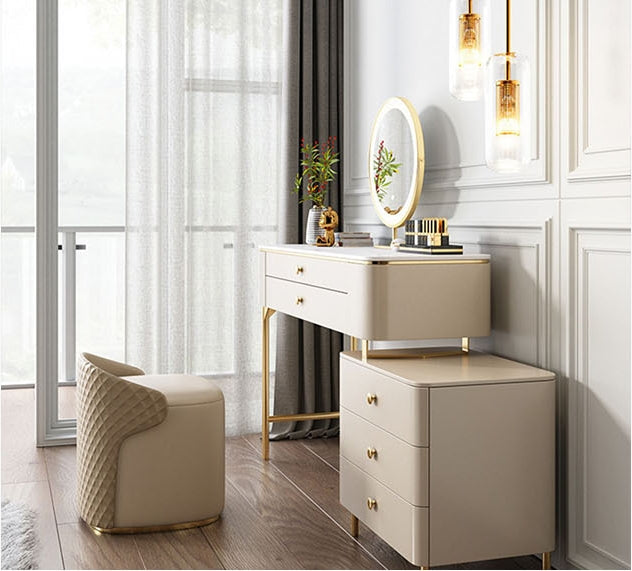 Graceway Dressing Table With LED Mirror, Cream-Weilai Concept-Weilai Concept