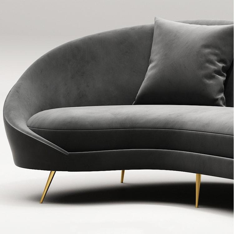 Slender Modern Curved Two Seater, Three Seater, Four Seater Sofa, Armchair, Velvet-Weilai-Weilai Concept