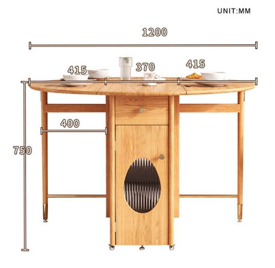 Ainsley Folding Extendable Dining Table, Wood