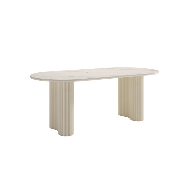 Peru Marble Dining Table, White-Weilai Concept