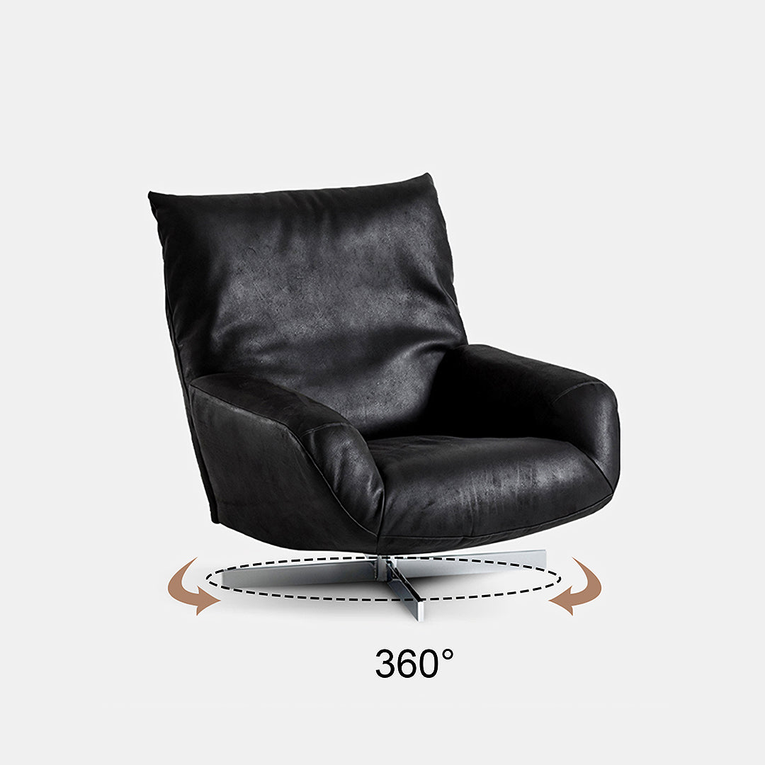 Schmidt Chiara Lounge Chair With Footstool, Swivel, Real Leather-Weilai Concept-Weilai Concept