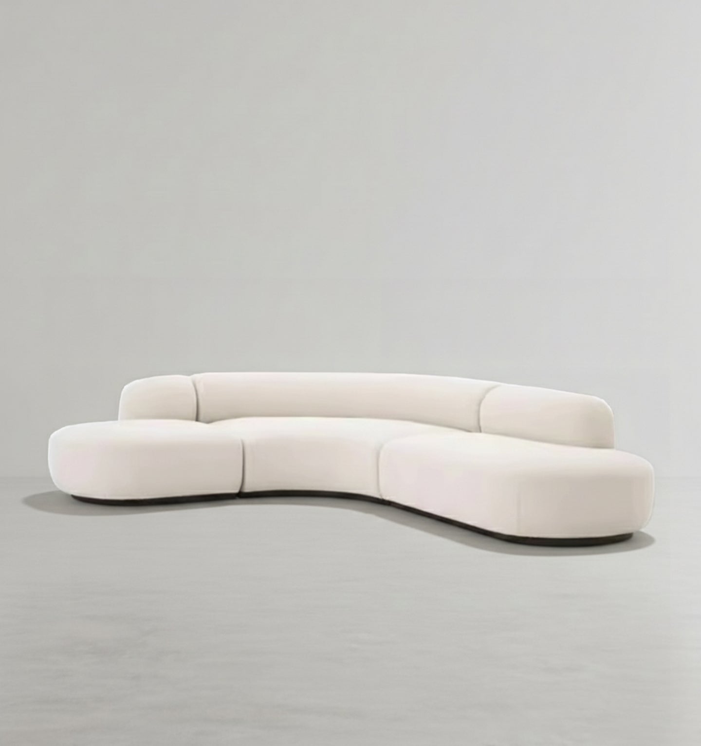 Eulalia Cream Curve Three Seater Sofa, Corner Sofa, Boucle