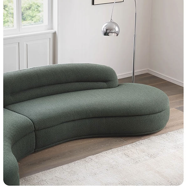 Yannik Four Seater Curve Sofa, Green