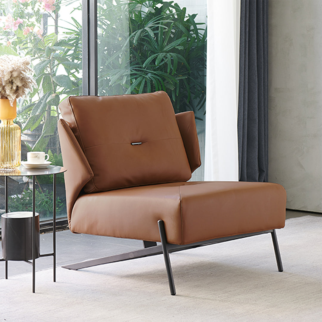 Karpov Tige Accent Leather Chair, Armchair, More Colours-Weilai Concept-Brown-Weilai Concept