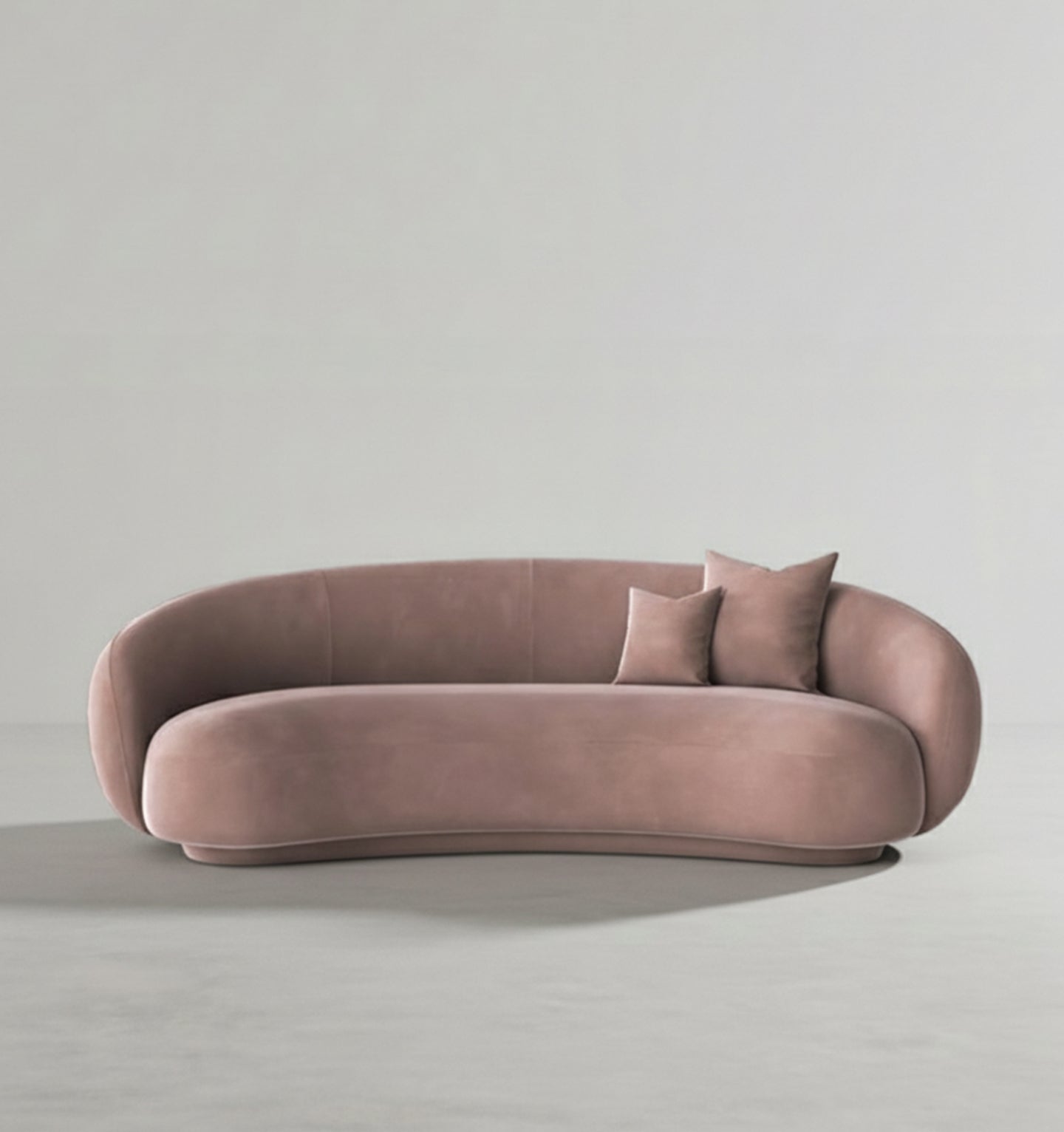 Romelia Three Seater Curved Sofa, Velvet