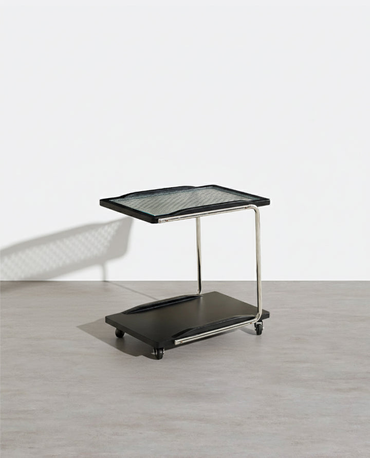 Demetrius Side Table With Trolleys, Black-Weilai Concept